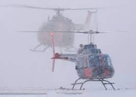 winter helicopter flying