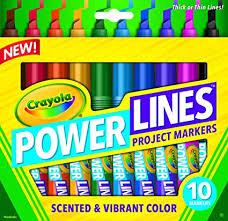 Crayola Power Lines Washable Scented Markers 10 Count Vibrant Colors Thick Lines Great For Home School Projects