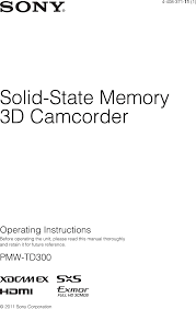 Sony Pmw Td300 Operating Instructions