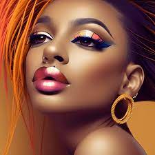 brown skin woman luxurious makeup long