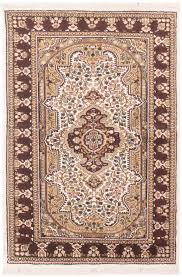 hand knotted silk brown rug