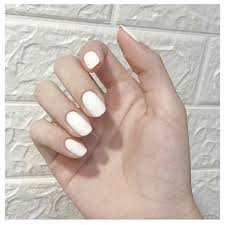 white matte false nails oval fake nail