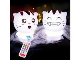 Jieyuteks Children Night Light With Remote Cute Kitty Led Portable Cat Lamp 12 1 Colors Adjustable Brightness Timing Off Usb Rechargeable For Baby Kids Toy Gift Lovely Newegg Com