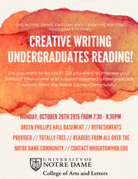 First Annual Creative Writing Honors Thesis Reading College of Arts and Letters   University of Notre Dame