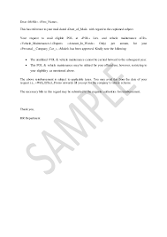 Allowances Pol And Vehicle Maintenance Letter To Company