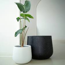 Simple Cement Ceramic Flower Pots Black