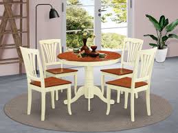 Not every tiny kitchen needs a table with only two chairs, either. Anav5 Whi W 5 Pc Small Kitchen Table Set Round Kitchen Table And 4 Chairs For Dining Room East West Furniture