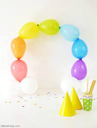diy easy rainbow balloon arch party