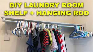Installing cabinets and a clothes rod in our laundry room. Diy Laundry Room Shelf With Hanging Rod Youtube