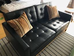 genuine black leather sofa picket and
