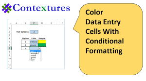color excel data entry cells with