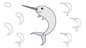 Cara mewarnai gambar ikan paus. Kita Belajar Menggambar Hewan Laut Narwhal