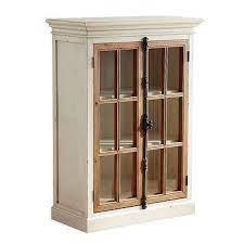 Antique White Glass Doors Low Cabinet
