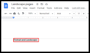 page landscape in google docs