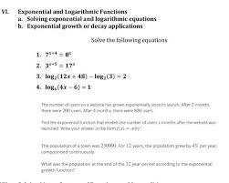 Solved Vi Exponential And Logarithmic