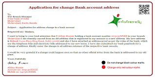 Change of bank account details. Application For Change Bank Account Address Infofriendly