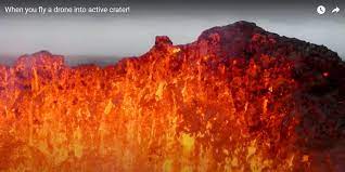 fpv drone melting inside volcano