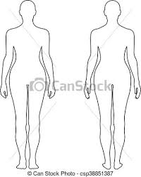Fashion Womans Outlined Template Figure Silhouette Front Back