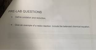 pre lab questions define oxidation