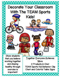 Team Sports Kids Behavior Clip Charts Table Color Signs Two Products In One