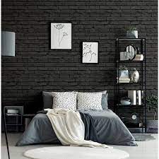 Arthouse 623007 Black Brick Wallpaper