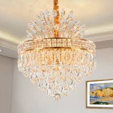 Gold Finish Tiered Chandelier Light Clear Crystal Ball 9 Bulbs Modern Hanging Ceiling Light Beautifulhalo Com