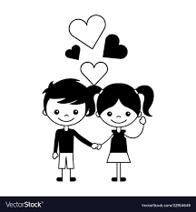 boy and love hearts cartoon