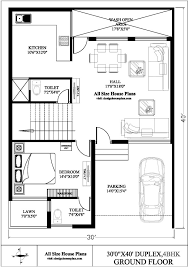 30x40 Duplex House Plan East Facing