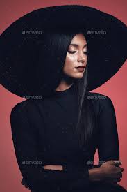 fashion woman in hat with beauty and