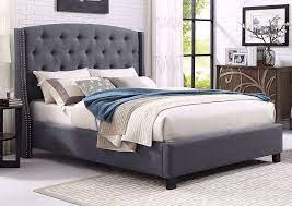 Eva Queen Size Upholstered Bed Gray