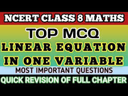 best mcq class 8 linear equations in