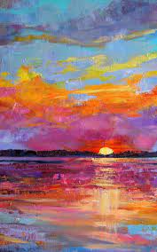 Bright Art Sunset Art Oil Painting