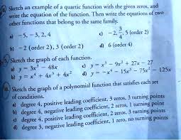 Quartic Function With The Given Zeros