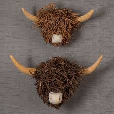 Highland Cow Head Sculpture Wooden