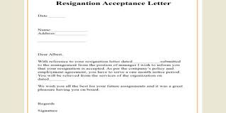 how to accept a resignation letter