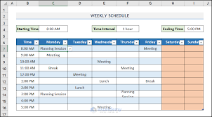 weekly schedule in excel