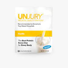 unjury vanilla high whey protein powder drink mix single serve packet