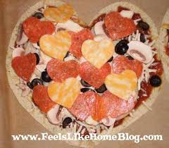 heart shaped tortilla pizza