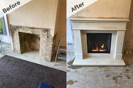 Limestone Fireplace With Gas Fire