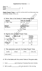 English simple present tense formula examples. Practice Of Simple Present Tense Esl Worksheet By Jannatt