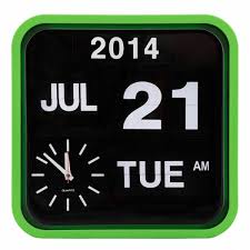 green retro square calender flip clock