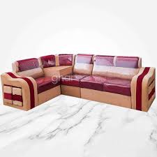 5 seater red color l shaped sofa