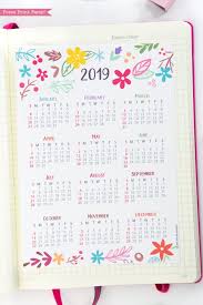 2019 Yearly Calendar Printable Whimsy Design