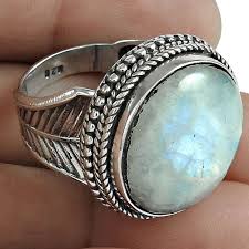 rainbow moonstone gemstone ring 925
