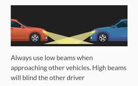 high beams when approaching a vehicle