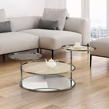Gold 30 Inch Glass Swivel Coffee Table