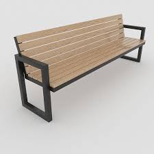 3d Model Modern Outdoor Bench Steel And