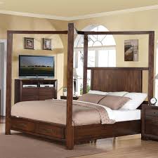 king size wood canopy bed with storage