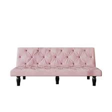 Pink Velvet Twin Size Variable Sofa Bed