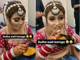 hungry bride eats maggi noodles before